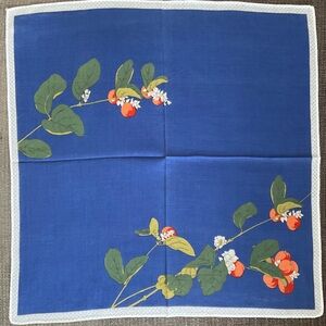 Rare Vintage Philippe Venet Blue Floral Neckerchief Scarf